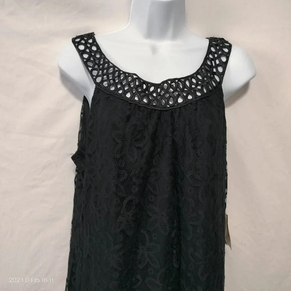 Jonathan Martin Black Lace Overlay Sleeveless Cocktail Dinner Dress size 10 - Picture 4 of 13